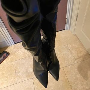 Knee high faux leather boots